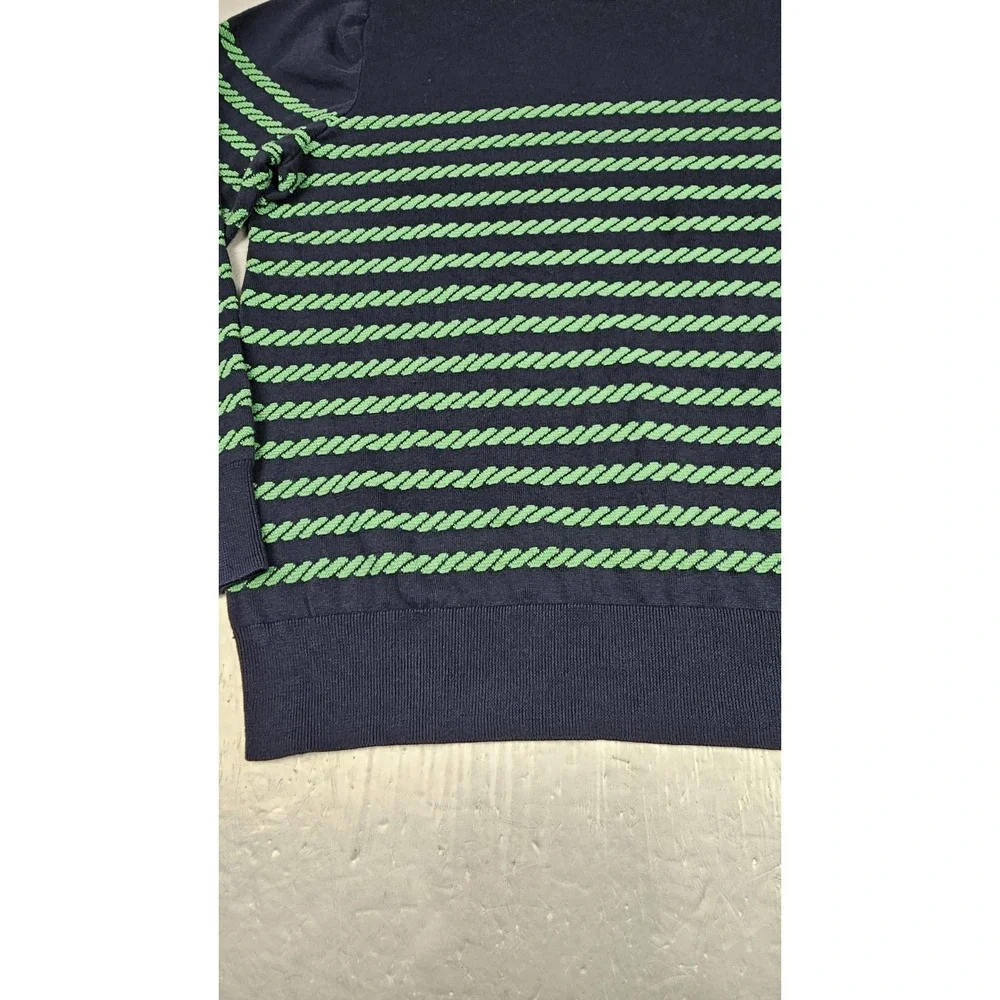 Brooks‎ Brothers Sweater Mens XL Blue Green Jacquard Mariner Stripe Crewneck